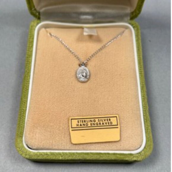 Vintage Shalimar Sterling Silver Saint Christopher Medallion Necklace - Picture 2 of 6